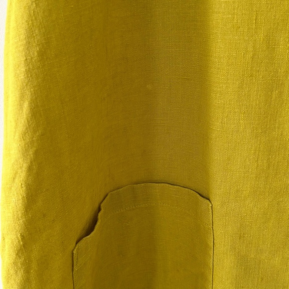 NotPerfectLinen 100% Linen Chartreuse Yellow Green Shift Dress - Picture 16 of 16